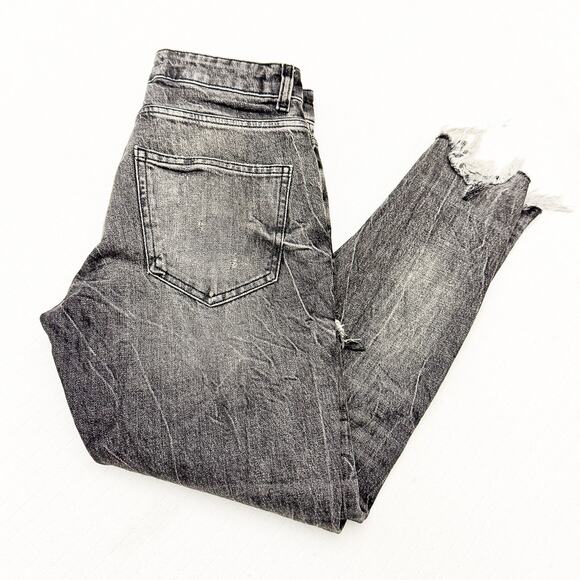 Zara Gray Wash Denim Graffiti Printed Jeans Ripped Graphic Pants Size 30 - Picture 10 of 10